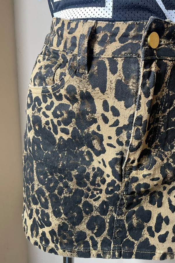 Falda Corta Denim Animal Print