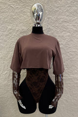 Pantiblusa Tshirt Encaje Cafe