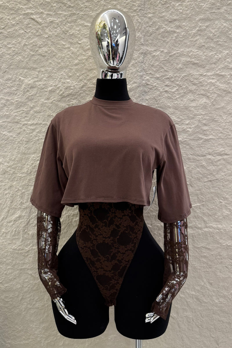 Pantiblusa Tshirt Encaje Cafe