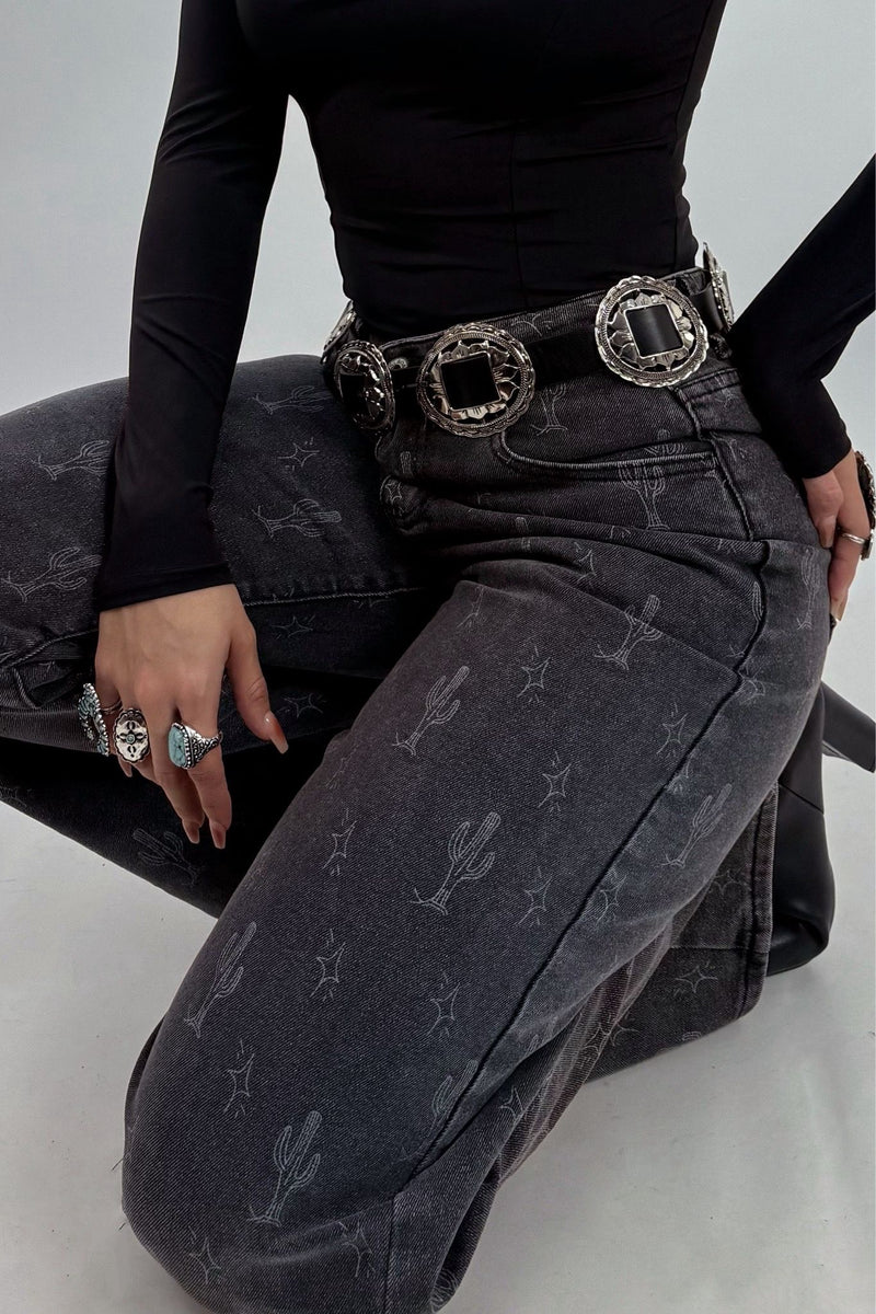 Pantalon Print Cactus Negro