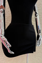 Mini Falda Abertura al Frente Negra