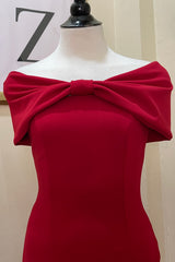 Vestido Off Shoulder Moño Rojo