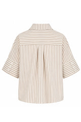 Camisa Rayada Oversize Beige