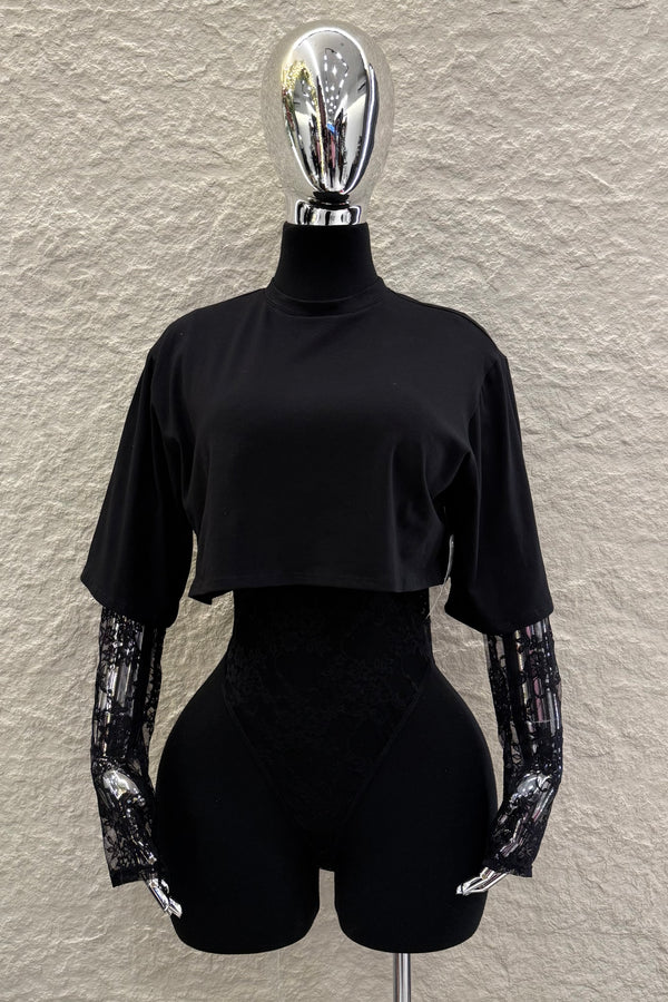 Pantiblusa Tshirt Encaje Negro