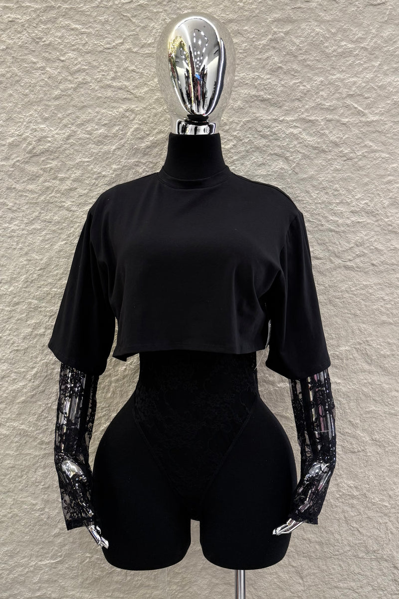 Pantiblusa Tshirt Encaje Negro