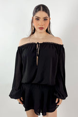 Vestido Suelto Manga Larga Negro