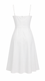 Vestido Midi App Doradas Blanco