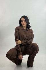 Set de Camisa y Pantalon Rhinestone Cafe