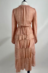 Vestido Rosa Manga Larga con Cordón