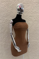 Vestido Strapples Rhinestone Mocha