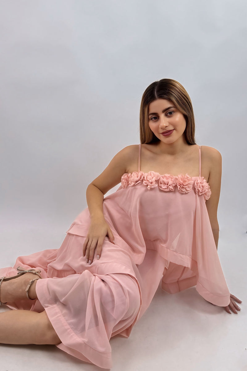 Vestido Largo Olanes Rosa