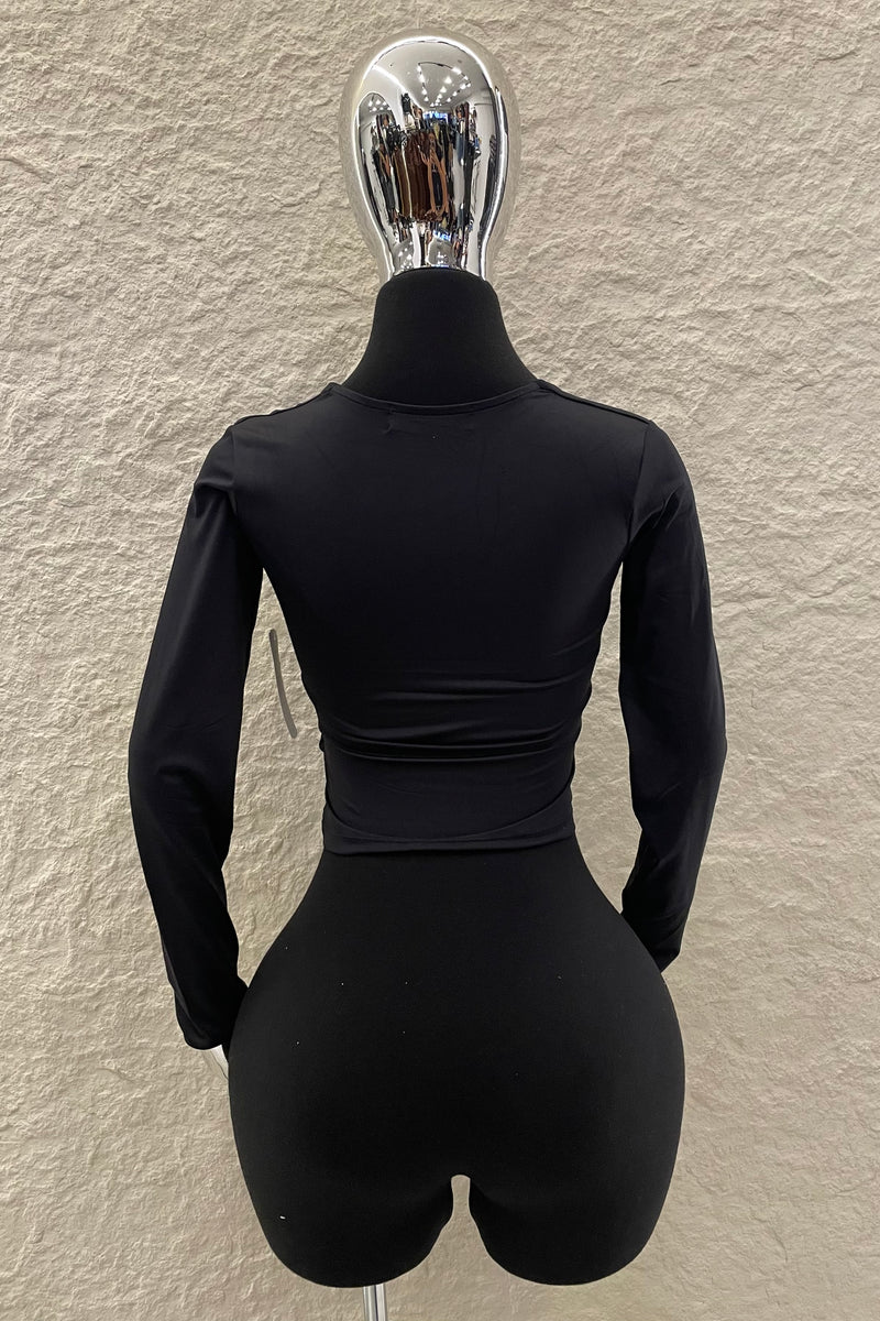 Blusa Manga Larga Ruched Negro