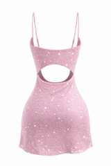 Vestido Corto Perlitas Rosa