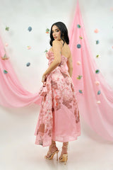 Vestido Midi Floreado Rosa