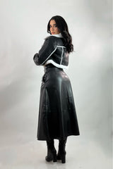 Jacket Vinipiel Fox Fur Negra