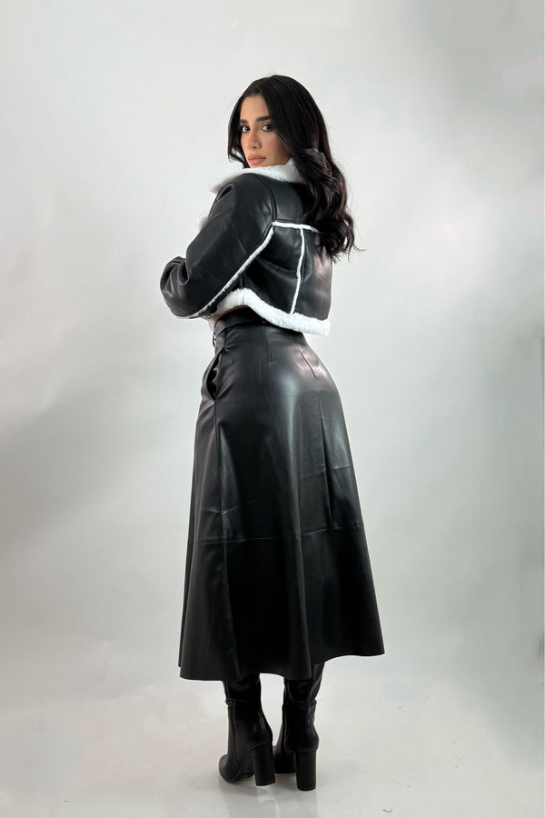 Jacket Vinipiel Fox Fur Negra