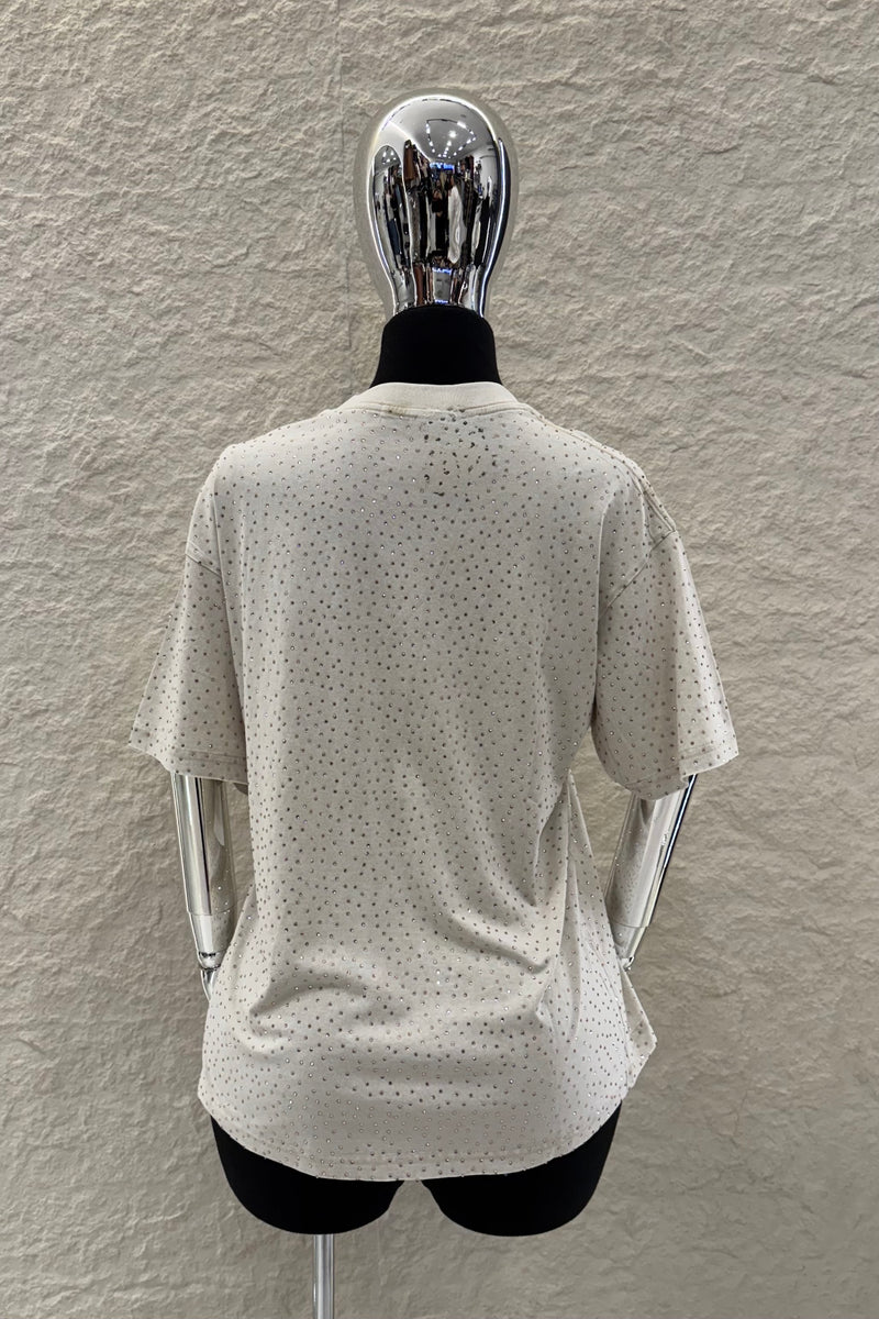Playera Oversize Rhinestone Beige