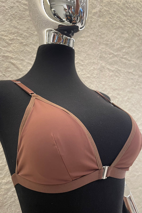 Bralette Liso Triangulo Cafe