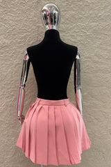 Falda Corta Plisada Rosa
