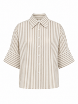 Camisa Rayada Oversize Beige