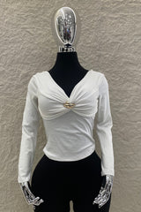Blusa Brillosa App Dorada Blanco