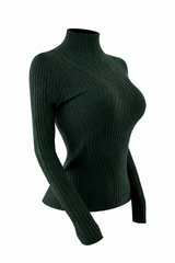Blusa Cuello Tortuga Tela Punto Verde