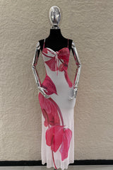 Vestido Largo Flores Blanco
