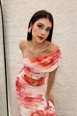 Vestido Largo Floreado Rosa