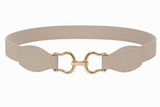 Cinto Beige Elastico Hebilla Dorada