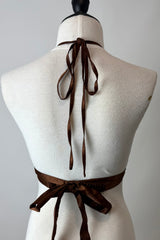 Crop Top Halter Satinado Cafe