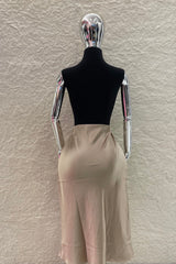 Falda Midi Satinada Champagne