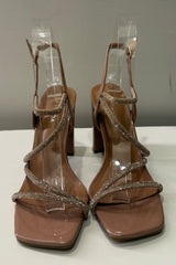 Zapatilla Tiras Rhinestone Camel