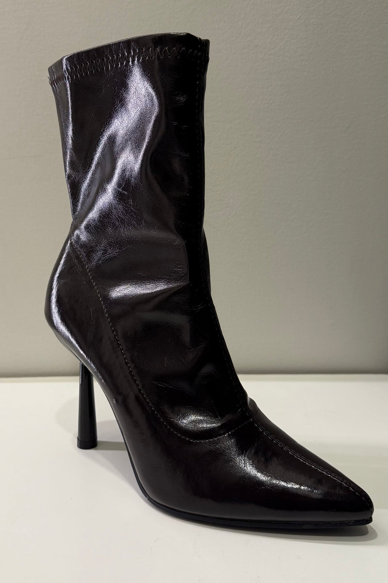Botin Stiletto Charol Chocolate