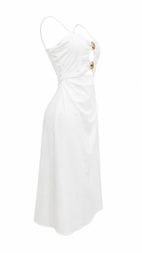 Vestido Midi App Doradas Blanco