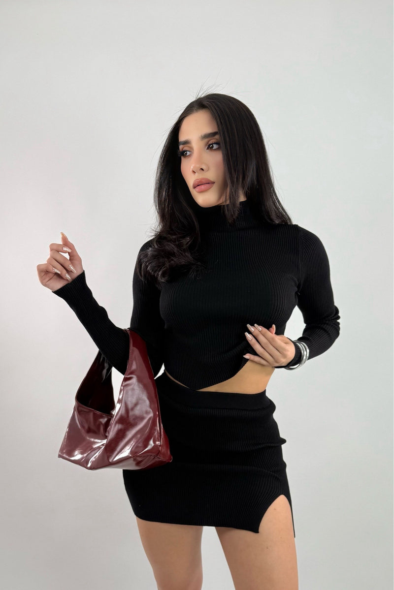 Set Blusa y Falda Tela Punto Negro