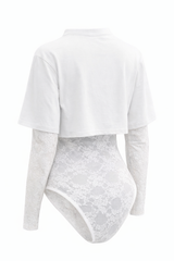 Pantiblusa Tshirt Encaje Blanco