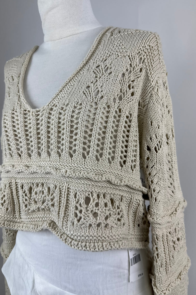 Blusa Corta Crochet Beige