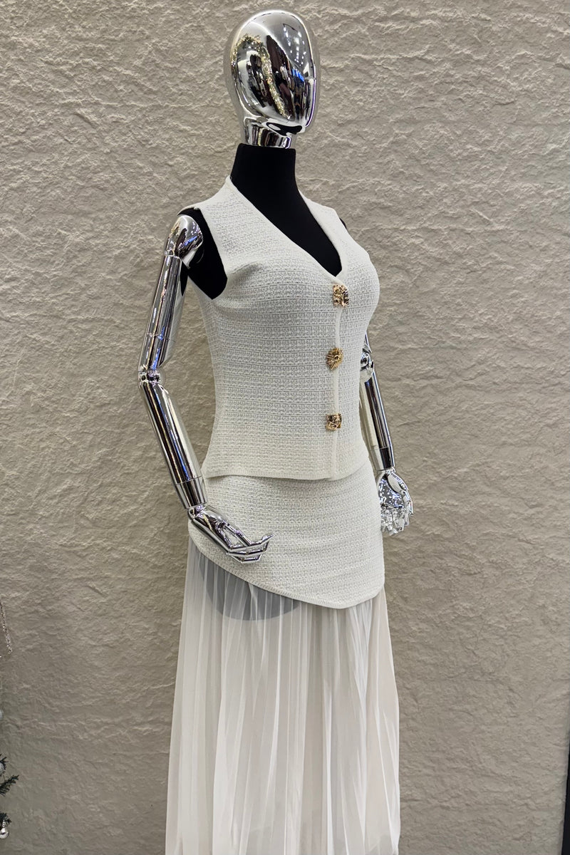 Set Blusa y Falda Crochet Blanco