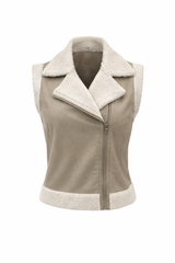 Chaleco Vinipiel Faux Fur Beige
