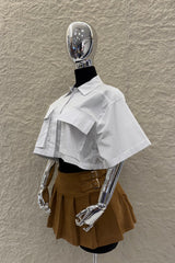 Falda Velvet Doble Hebilla Camel
