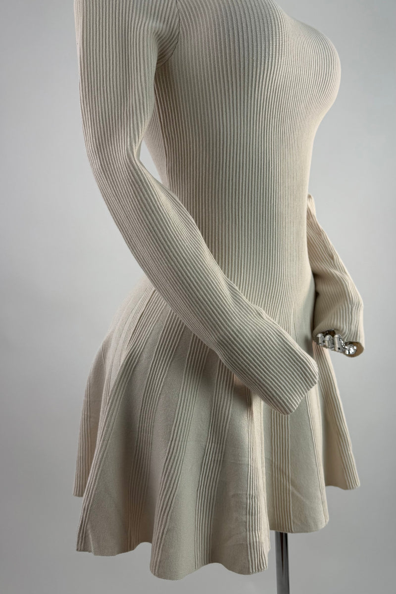 Vestido Sweater Manga Larga Beige