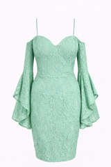 VESTIDO  DE ENCAJE MANGA ACAMPANADA