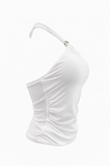 Blusa App Plateada Halter Blanca
