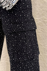 Pantalon Cargo Rhinestone Negro