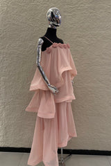 Vestido Largo Olanes Rosa