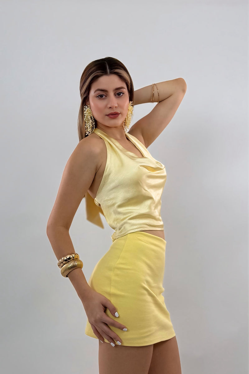 Falda Corta Basic Amarilla