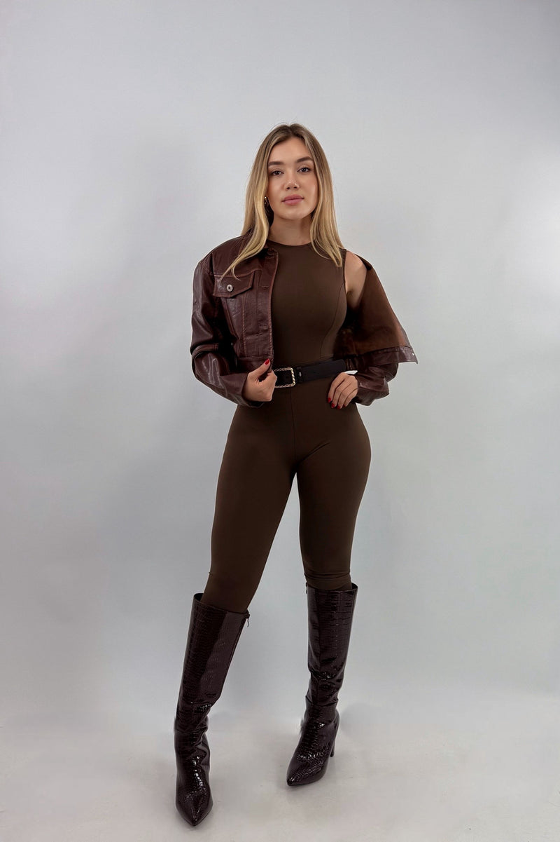 Romper Con Cinto Cafe