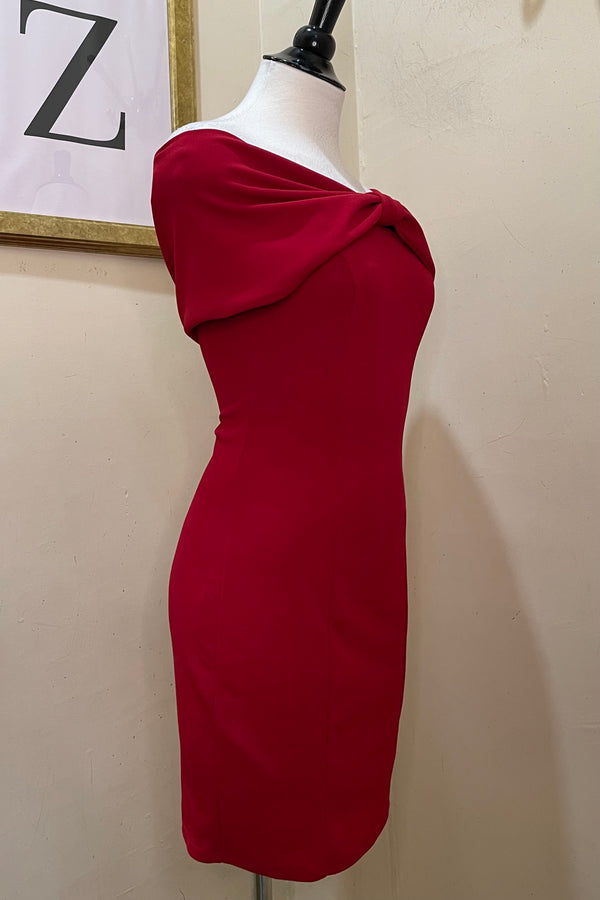 Vestido Off Shoulder Moño Rojo