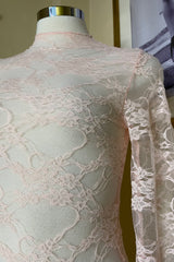 Blusa Corta Mesh De Encaje Rosa