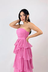 Vestido Midi de Olanes Rosa
